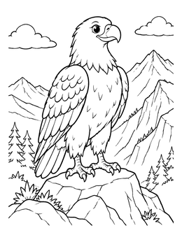 Free printable Proud Eagle On Mountain Peak coloring page