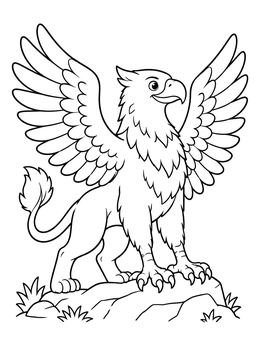 Free printable Proud Griffin On A Rock coloring page