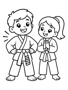 Free printable Proud Kids In Martial Arts Gis coloring page