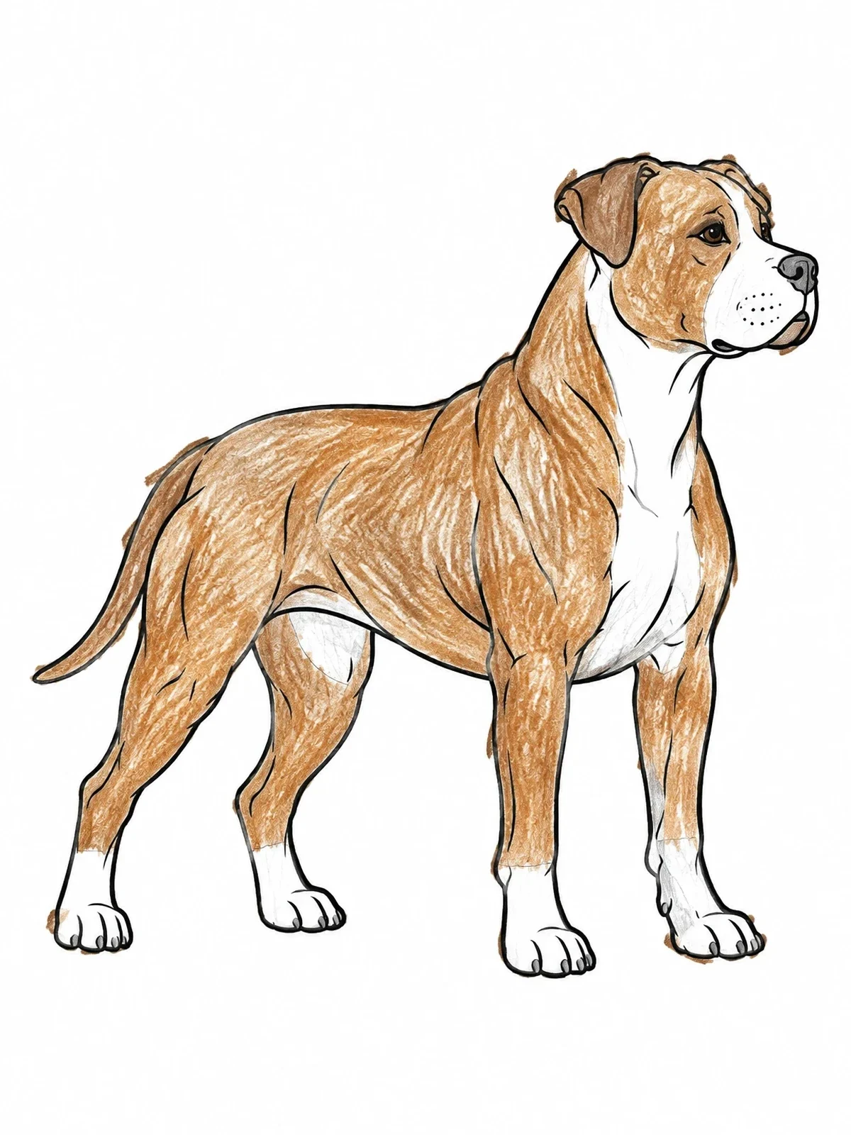 Colored example of the Proud Standing Pitbull Terrier coloring page