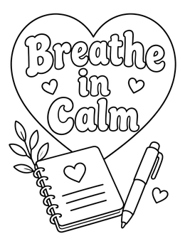 Free printable Breathe In Calm Journal Note coloring page