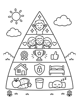 Free printable Cute Hierarchy Of Needs Pyramid coloring page