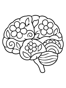 Free printable Floral Pattern Human Brain coloring page