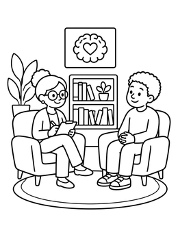 Free printable Friendly Therapist Office Session coloring page