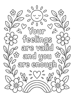 Free printable Inspirational Feelings And Self Care Affirmation coloring page