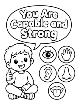 Free printable Positive Affirmation And Five Senses coloring page