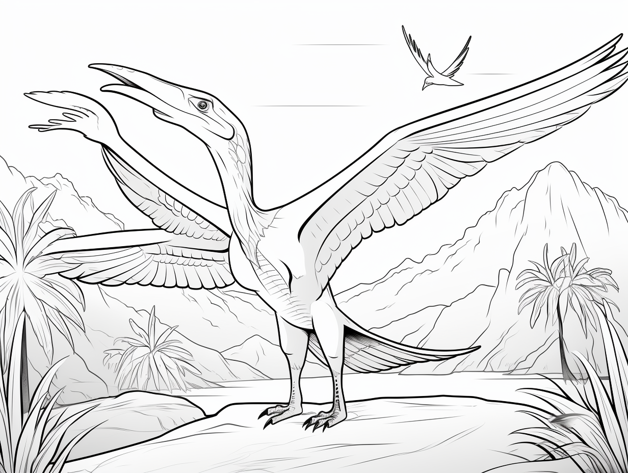 Pterodactyl Coloring Adventure - Coloring Page