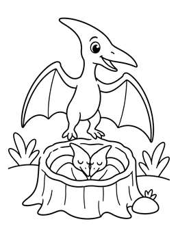 Free printable Pterodactyl Family With Sleeping Babies coloring page