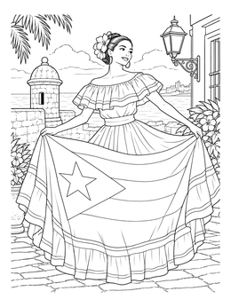 Free printable Puerto Rican Folkloric Dancer coloring page