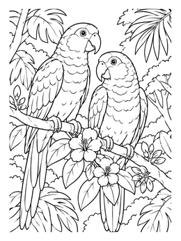 Free printable Puerto Rican Parrots In The Rainforest coloring page