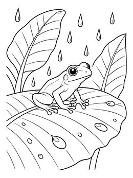 Free printable Coquí Frog On Raindrop Leaf coloring page