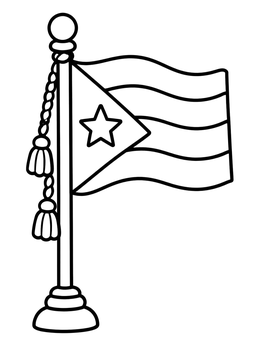 Free printable Puerto Rican Flag On Pole coloring page