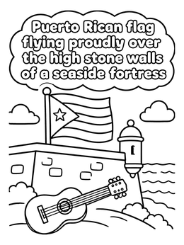 Free printable Puerto Rican Fort And Guitar coloring page