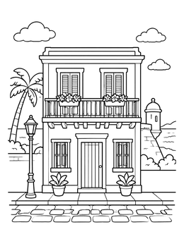 Free printable Old San Juan Colonial Townhouse coloring page