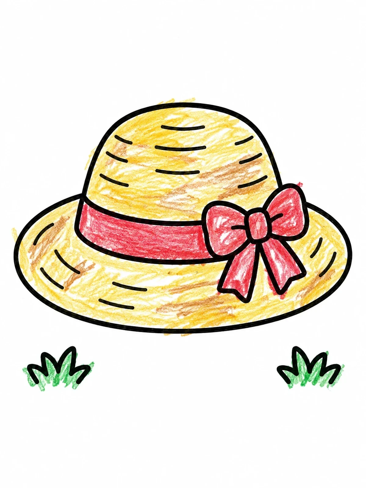 Colored example of the Puerto Rican Straw Hat With Bow coloring page