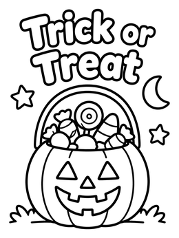 Free printable Pumpkin Candy Bucket With Treats coloring page