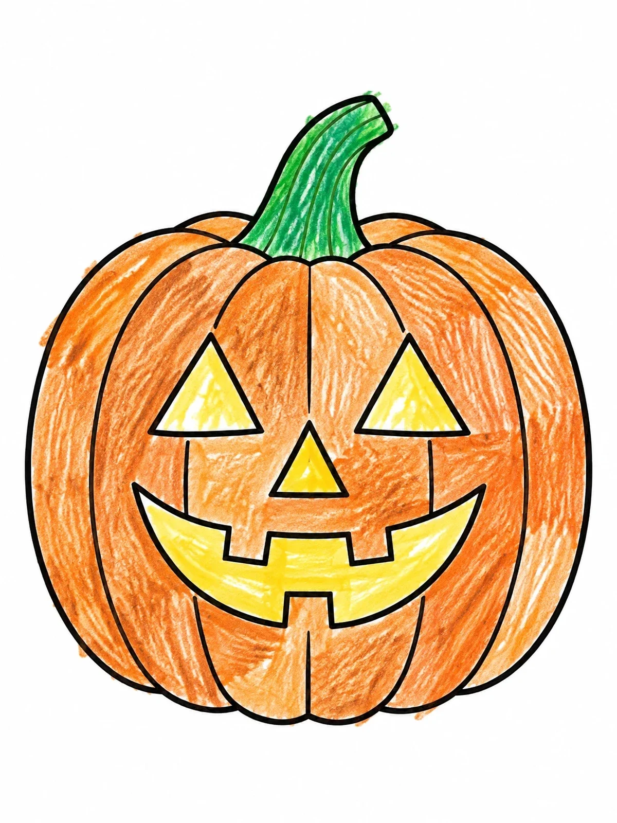 Colored example of the Classic Carved Jack O' Lantern coloring page