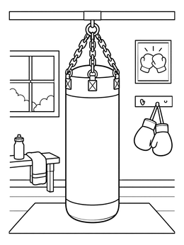 Free printable Punching Bag In Boxing Gym coloring page