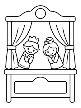 Free printable Puppet Theater With Prince And Princess coloring page