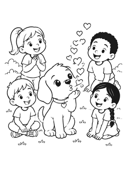 Free printable Puppy Blowing Kisses To Children coloring page