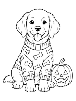 Free printable Puppy In Bone Pattern Sweater coloring page