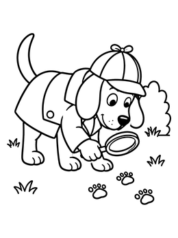 Free printable Puppy Detective Following Clues coloring page