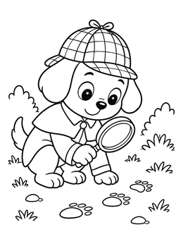 Free printable Puppy Detective Tracking Footprints coloring page