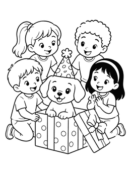 Free printable Puppy Surprise Birthday Party coloring page