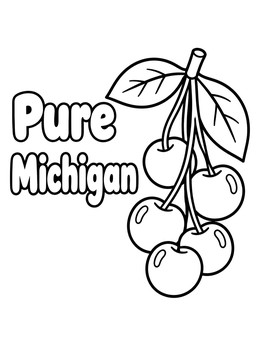 Free printable Pure Michigan Cherries Bunch coloring page