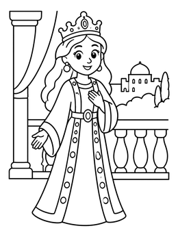 Free printable Queen Esther On Palace Balcony coloring page