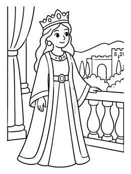 Free printable Queen Esther On Palace Balcony coloring page