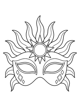 Sunburst masquerade mask in this purim coloring page.