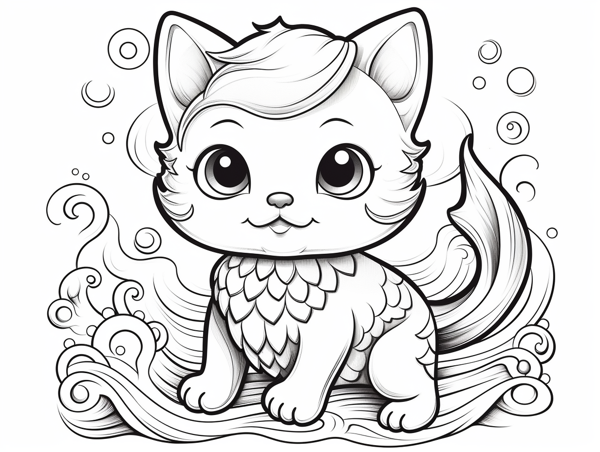 Purrmaid Coloring Adventure - Coloring Page