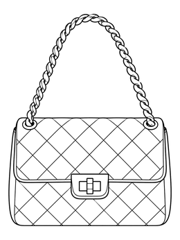 Free printable Classic Quilted Shoulder Handbag coloring page