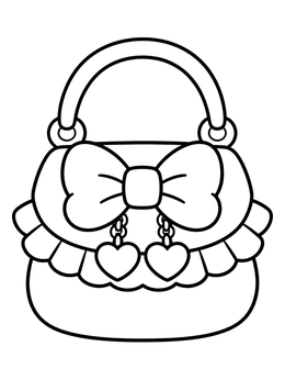 Free printable Cute Handbag With Bow And Hearts coloring page