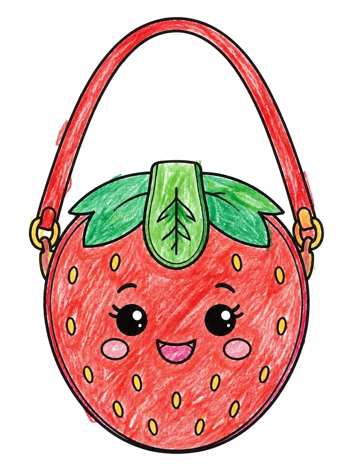 Colored example of the Cute Strawberry Shoulder Bag coloring page