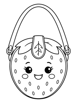 Free printable Cute Strawberry Shoulder Bag coloring page