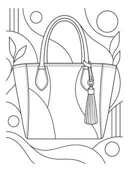 Free printable Luxury Tote Bag With Tassel Charm coloring page