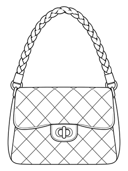 Free printable Quilted Fashion Flap Handbag coloring page