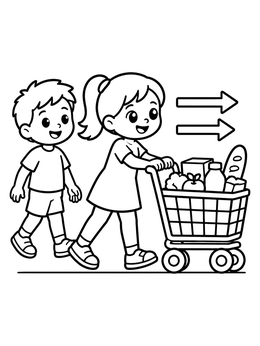 Free printable Pushing A Grocery Cart With Force coloring page