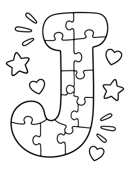 Free printable Puzzle Capital Letter J coloring page