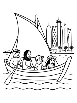 Free printable Family Dhow Boat Ride In Doha coloring page