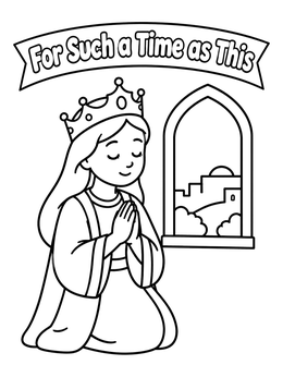 Queen praying quietly in this esther coloring page.