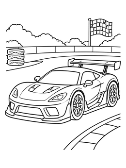 Free printable Sports Car On The Racetrack coloring page