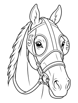 Free printable Racehorse Portrait With Numbered Blinkers coloring page