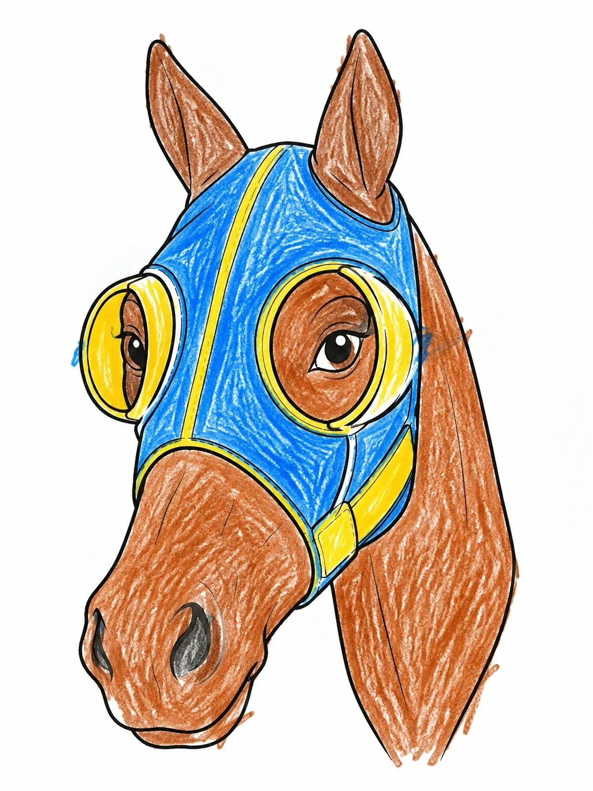 Colored example of the Racehorse Wearing Blinkers Hood coloring page