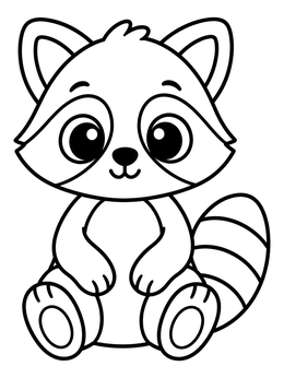 Free printable Cute Baby Raccoon Sitting coloring page