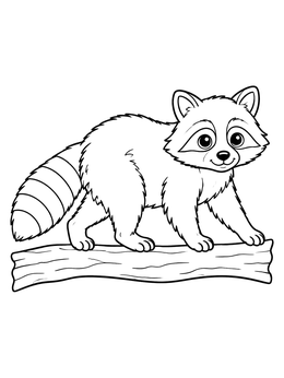 Free printable Cute Raccoon Walking On A Branch coloring page