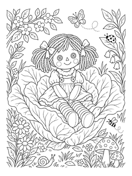Free printable Rag Doll In Cabbage Patch coloring page