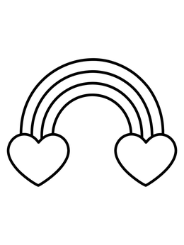 Free printable Rainbow Arch With Two Hearts coloring page